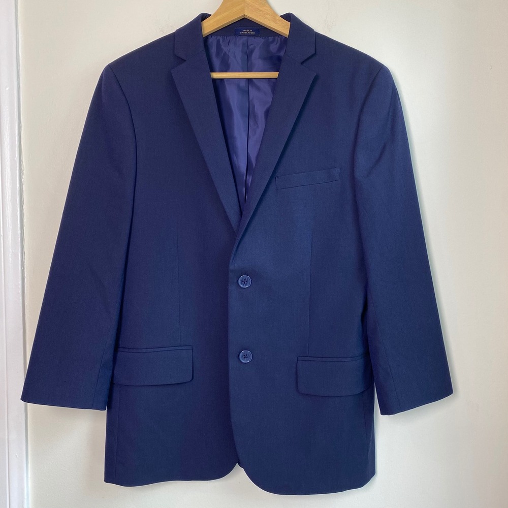 Stafford Suit Jacket Boys 18H Navy Blue Plainweave Regular Fit Formal Classic